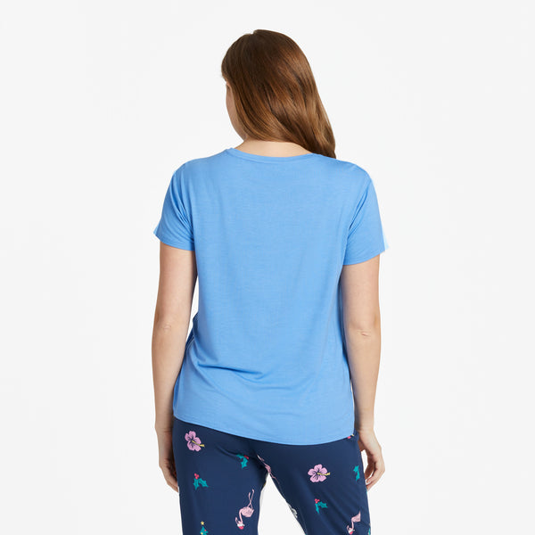 Life Is Good Women's Holiday Flamingo Mirror Lightweight Sleep Tee