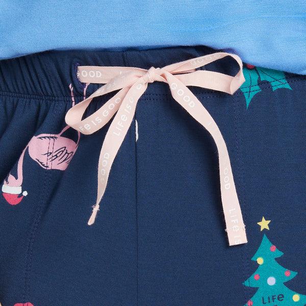 Life Is Good Women's Holiday Flamingo Pattern Lightweight Sleep Pant