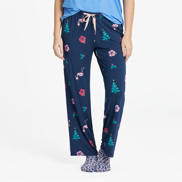 life is good Women's Holiday Flamingo Pattern Lightweight Sleep Pant