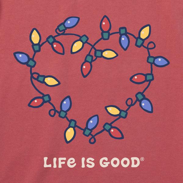 Life Is Good Women's Holiday Lights Heart Long Sleeve Snuggle Up Relaxed Sleep Tee