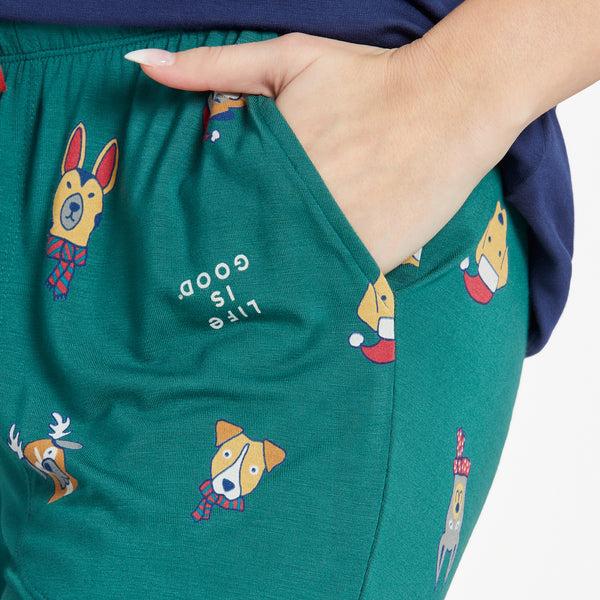Life Is Good Women's Holiday Pup Pattern Lightweight Sleep Pant