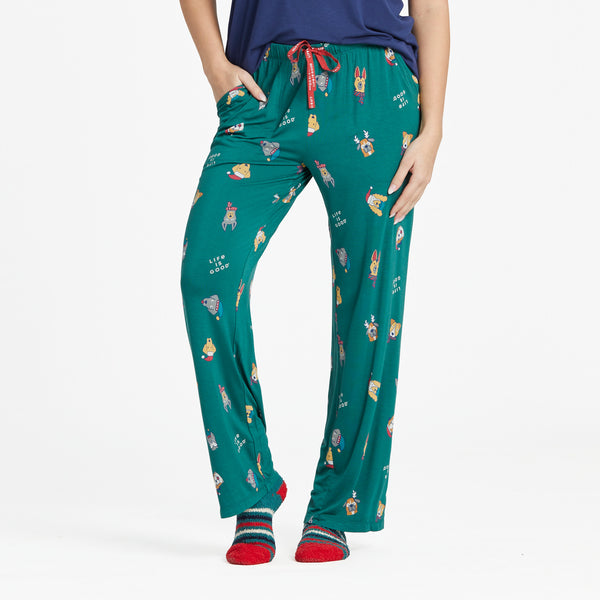 life is good Women's Holiday Pup Pattern Lightweight Sleep Pant