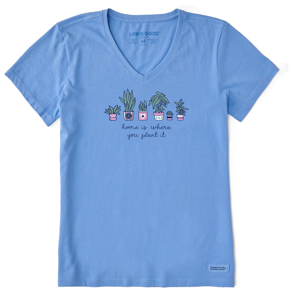 life is good Women's Home is Where you Plant it Short Sleeve Crusher-LITE Vee