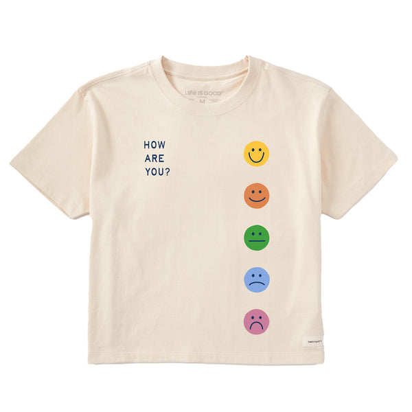 life is good Women's How Are You Faces Short Sleeve Crusher Boxy Tee