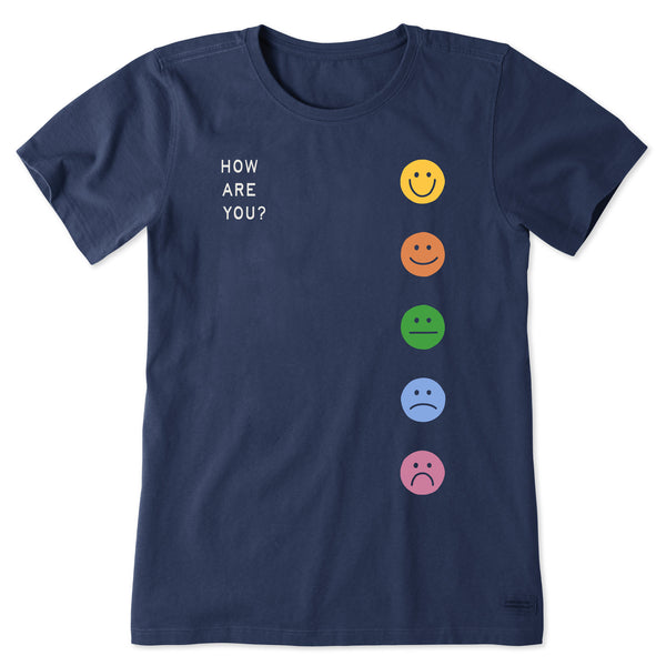 life is good Women's How Are You Faces Short Sleeve Crusher Tee