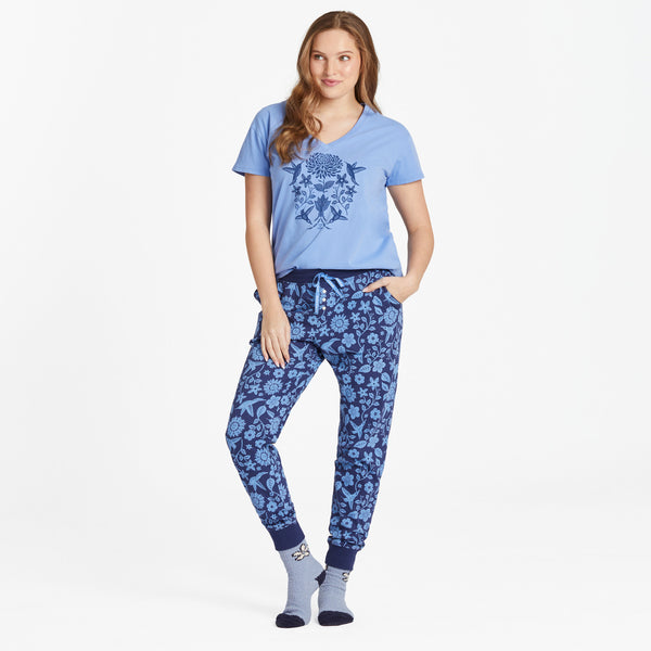 Life Is Good Women's Hummingbirds Mirror Snuggle Up Relaxed Sleep Vee
