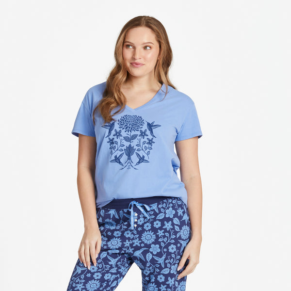 life is good Women's Hummingbirds Mirror Snuggle Up Relaxed Sleep Vee
