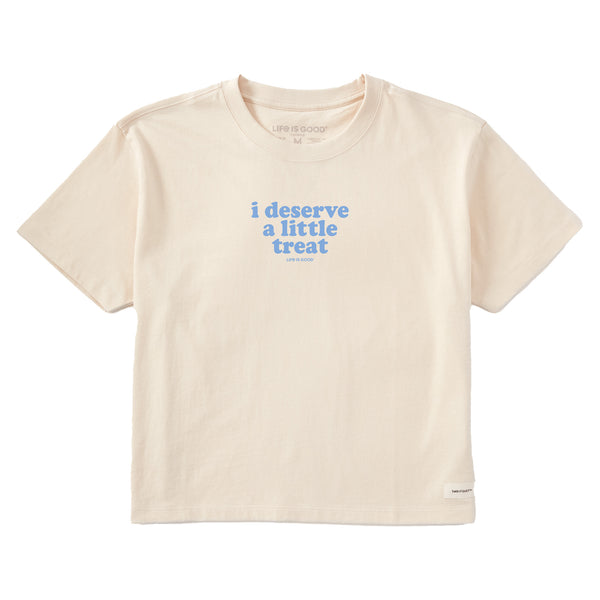 Life Is Good Women's I Deserve A Little Treat Short Sleeve Crusher Boxy Tee
