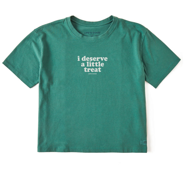 life is good Women's I Deserve A Little Treat Short Sleeve Crusher Boxy Tee
