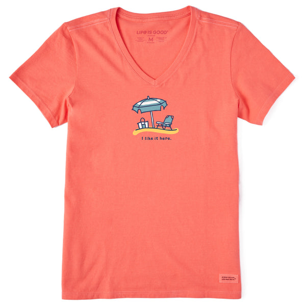 Life Is Good Women's I Like It Here Short Sleeve Crusher Vee