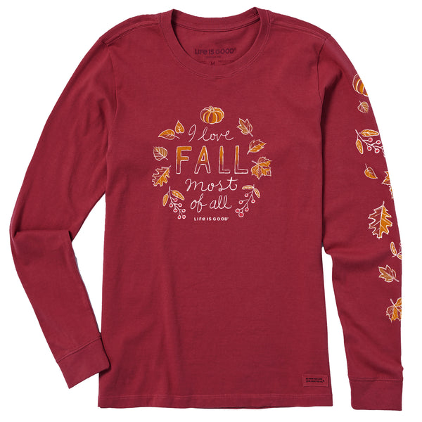 Life Is Good Women's I Love Fall Most Of All Long Sleeve Crusher Tee