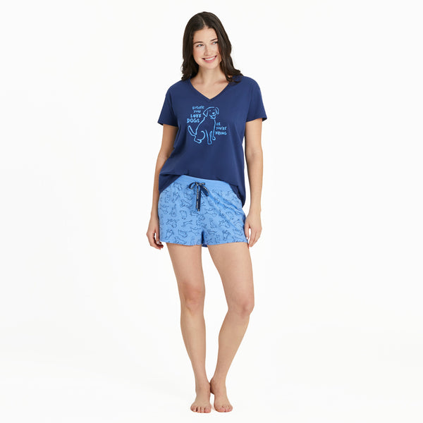 Life Is Good Women's Inkbrush Dog Pattern Snuggle Up Sleep Short