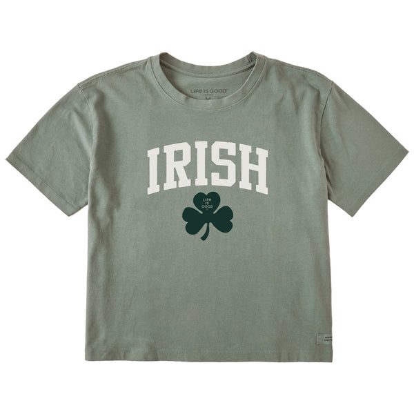 Life Is Good Women's Irish Clover Short Sleeve Crusher Boxy Tee