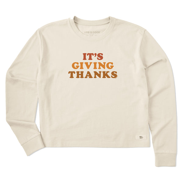life is good Women's It's Giving Thanks Long Sleeve Crusher Boxy Tee