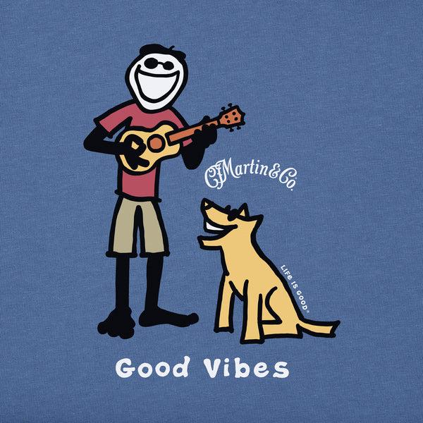 Life Is Good Women's Jake U0026 Rocket Martin Guitar Good Vibes Short Sleeve Crusher Tee