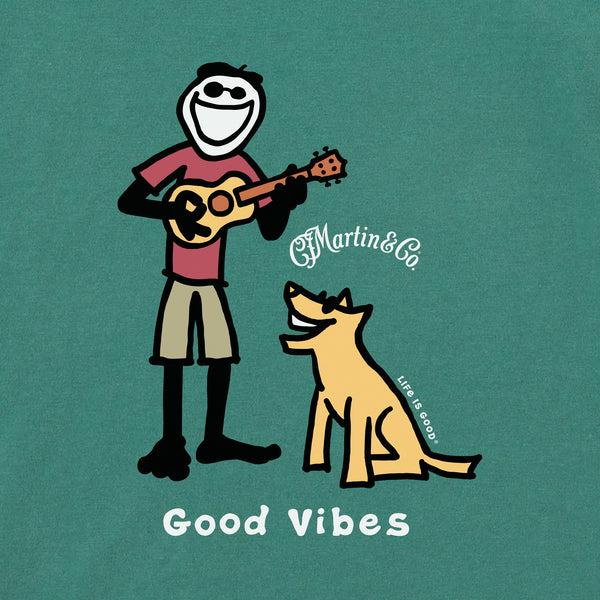 Life Is Good Women's Jake U0026 Rocket Martin Guitar Good Vibes Short Sleeve Crusher Tee
