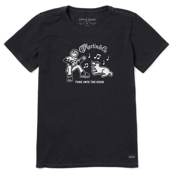life is good Women's Jake u0026 Rocket Martin Guitar Short Sleeve Crusher Tee