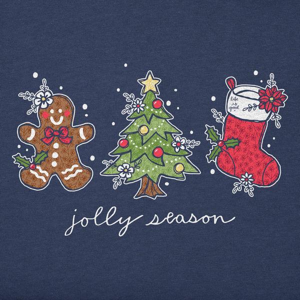 Life Is Good Women's Jolly Season Xmas Long Sleeve Crusher Vee