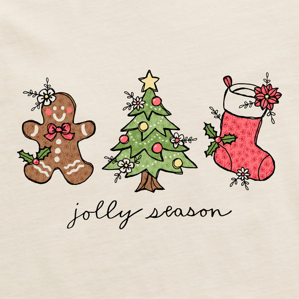 Life Is Good Women's Jolly Season Xmas Long Sleeve Crusher Vee