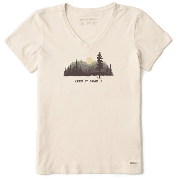 Life Is Good Women's Keep It Simple Evergreen Silo Short Sleeve Crusher Vee