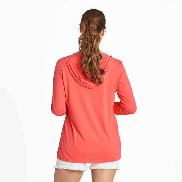 Life Is Good Women's Keep It Simple Wine And Flips Long Sleeve Crusher-LITE Hooded Tee