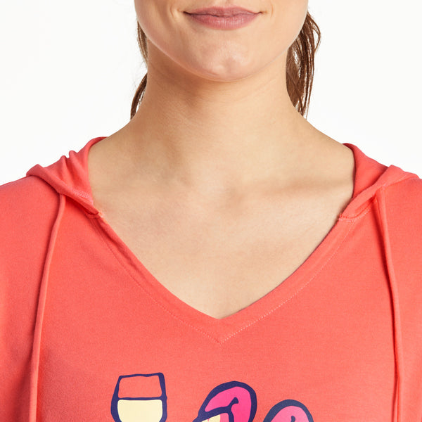 Life Is Good Women's Keep It Simple Wine And Flips Long Sleeve Crusher-LITE Hooded Tee