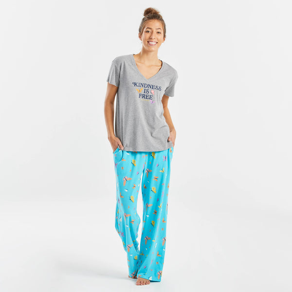 Life Is Good Women's Kind Butterflies Snuggle Up Relaxed Sleep Vee