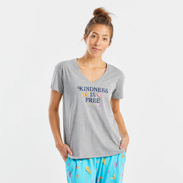 life is good Women's Kind Butterflies Snuggle Up Relaxed Sleep Vee
