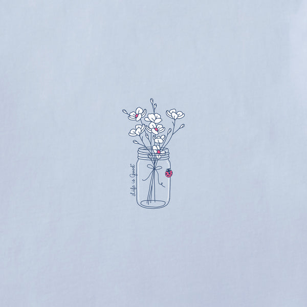 Life Is Good Women's Ladybug Flower Jar Short Sleeve Crusher Tee