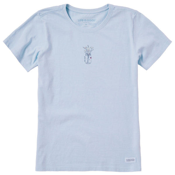 life is good Women's Ladybug Flower Jar Short Sleeve Crusher Tee