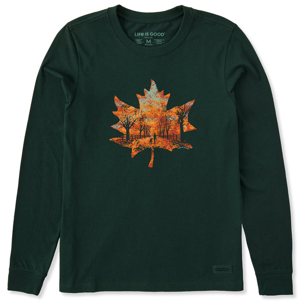 life is good Women's Leaf Your Worries Behind Long Sleeve Crusher Tee