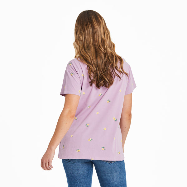 Life Is Good Women's Lemon Pattern Crusher-LITE Easy Vee