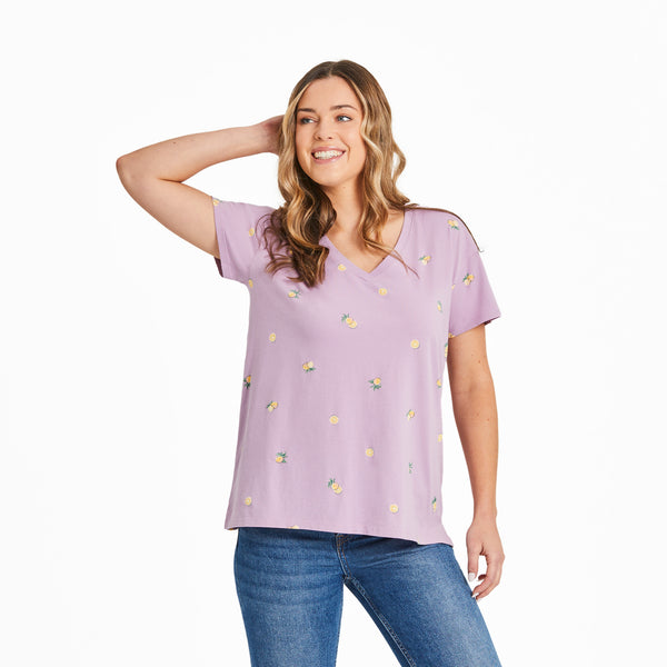 life is good Women's Lemon Pattern Crusher-LITE Easy Vee