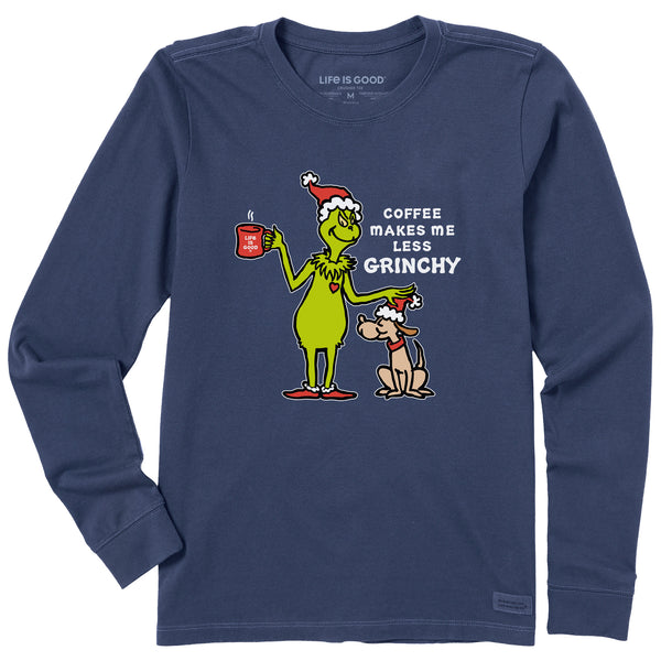 Life Is Good Women's Less Grinchy Coffee Long Sleeve Crusher Tee