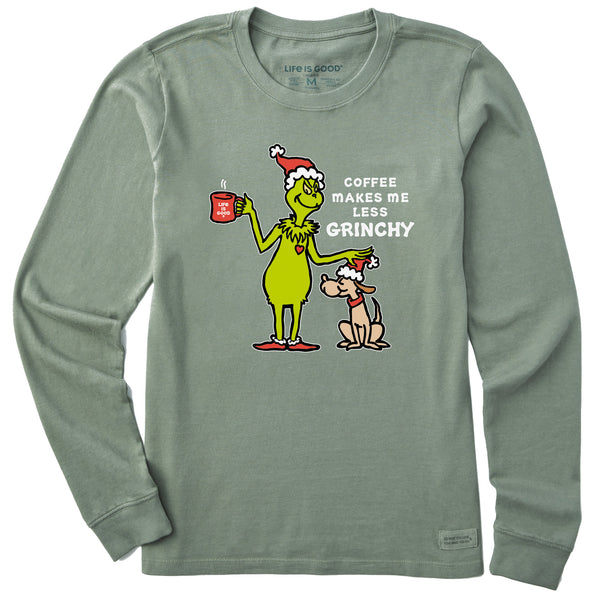 life is good Women's Less Grinchy Coffee Long Sleeve Crusher Tee