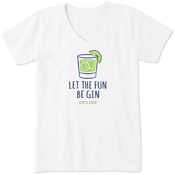 life is good Women's Let the Fun Be Gin Short Sleeve Vee
