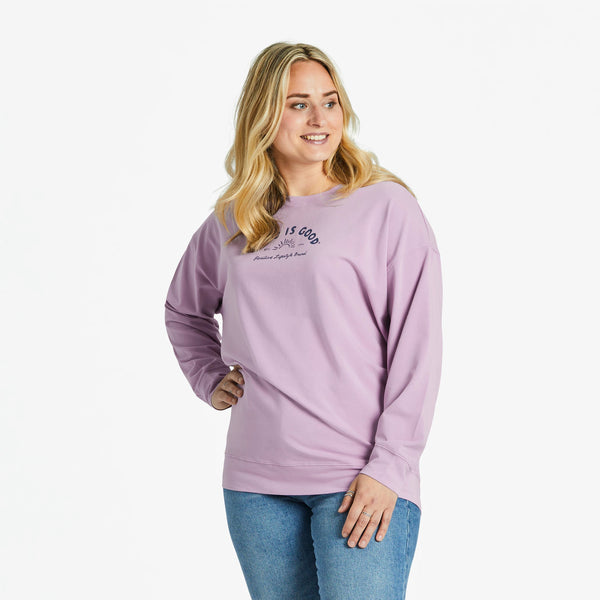 life is good Women's Life is Good Positive Lifestyle Brand Crusher-FLEX Oversized Crew