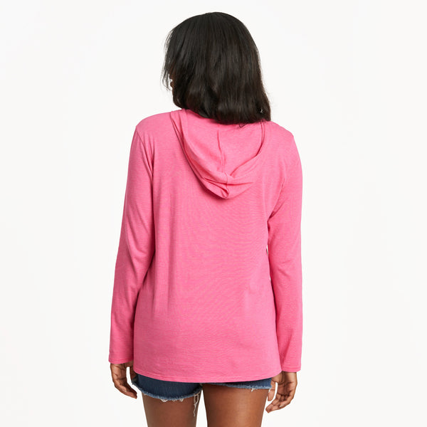 Life Is Good Women's LIG Daisy Long Sleeve Striped Crusher-LITE Hooded Tee