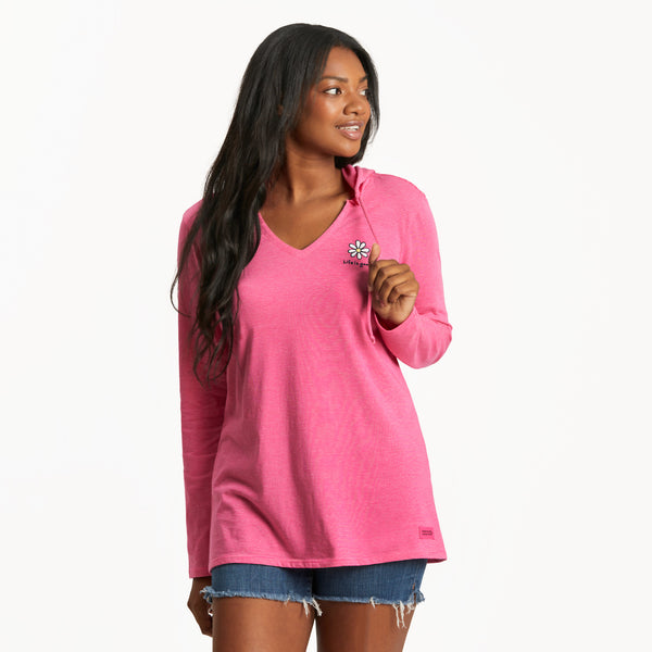 life is good Women's LIG Daisy Long Sleeve Striped Crusher-LITE Hooded Tee