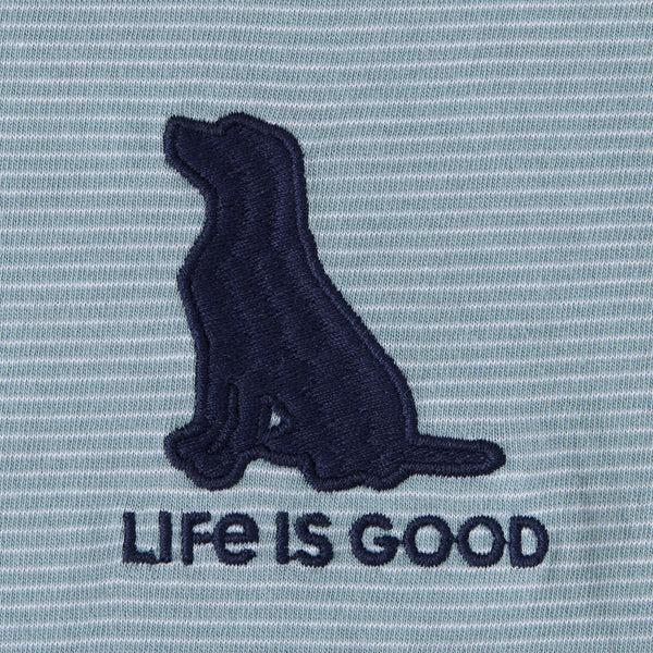 Life Is Good Women's LIG Dog Long Sleeve Striped Crusher-LITE Hooded Tee