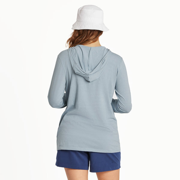 Life Is Good Women's LIG Dog Long Sleeve Striped Crusher-LITE Hooded Tee