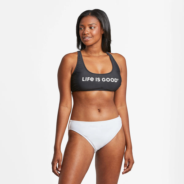 Life Is Good Women's LIG Horizontal Wordmark Scoop Bikini Swimsuit Top