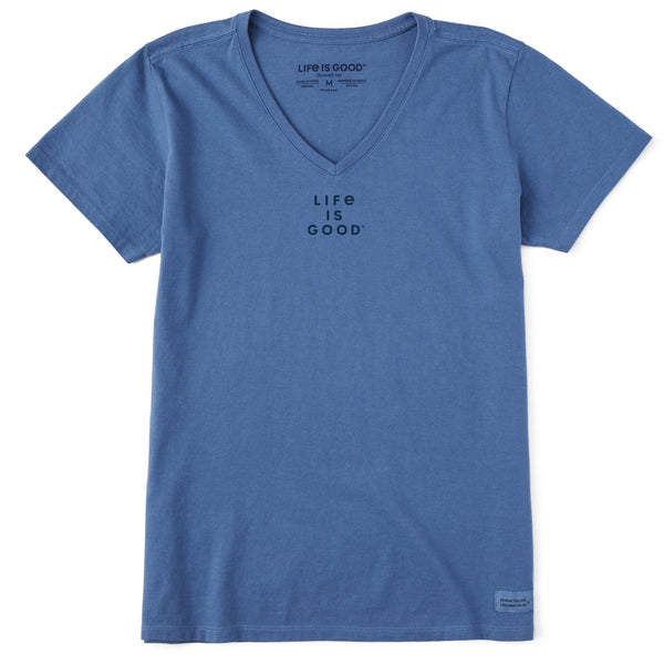 Life Is Good Women's LIG Stacked Wordmark Short Sleeve Vee