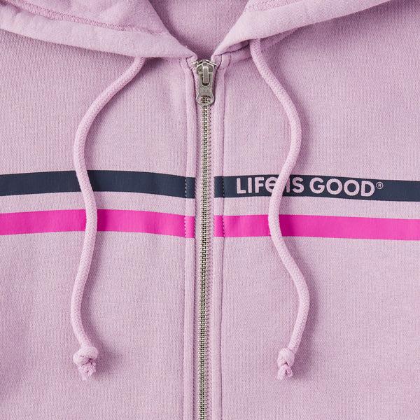 Life Is Good Women's LIG Two Stripes Good Vibes Fleece Zip Hoodie
