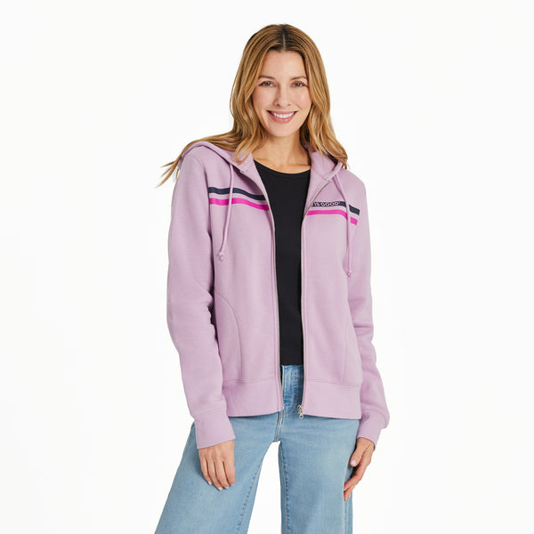 life is good Women's LIG Two Stripes Good Vibes Fleece Zip Hoodie