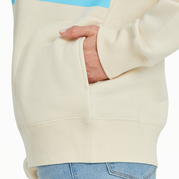 Life Is Good Women's LIG Two Wide Stripes Good Vibes Fleece Hoodie