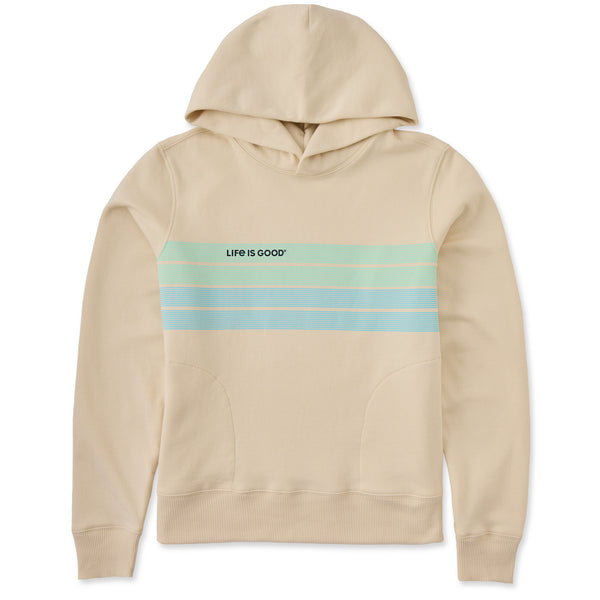 life is good Women's LIG Two Wide Stripes Good Vibes Fleece Hoodie