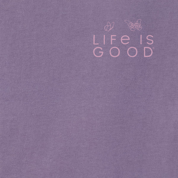 Life Is Good Women's LIG Whimsical Butterflies Long Sleeve Crusher Tee