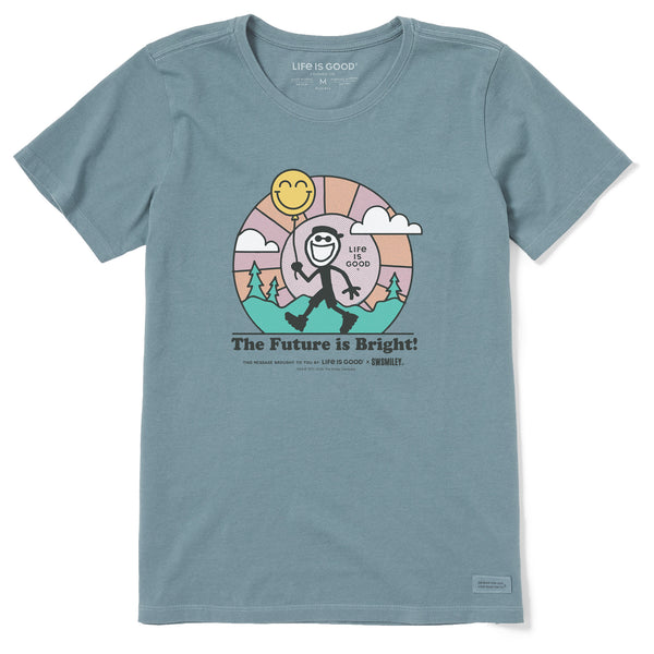 Life Is Good Women's LIG X S.W.Smiley Bright Future Short Sleeve Crusher Tee