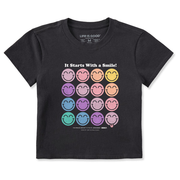 life is good Women's LIG x S.W.Smiley Grid Crusher-LITE Shrunken Tee